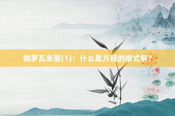 伽罗瓦表面(1)：什么是方程的根式解？