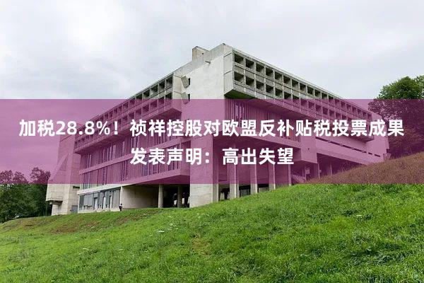 加税28.8%！祯祥控股对欧盟反补贴税投票成果发表声明：高出失望