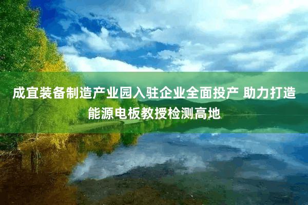 成宜装备制造产业园入驻企业全面投产 助力打造能源电板教授检测高地